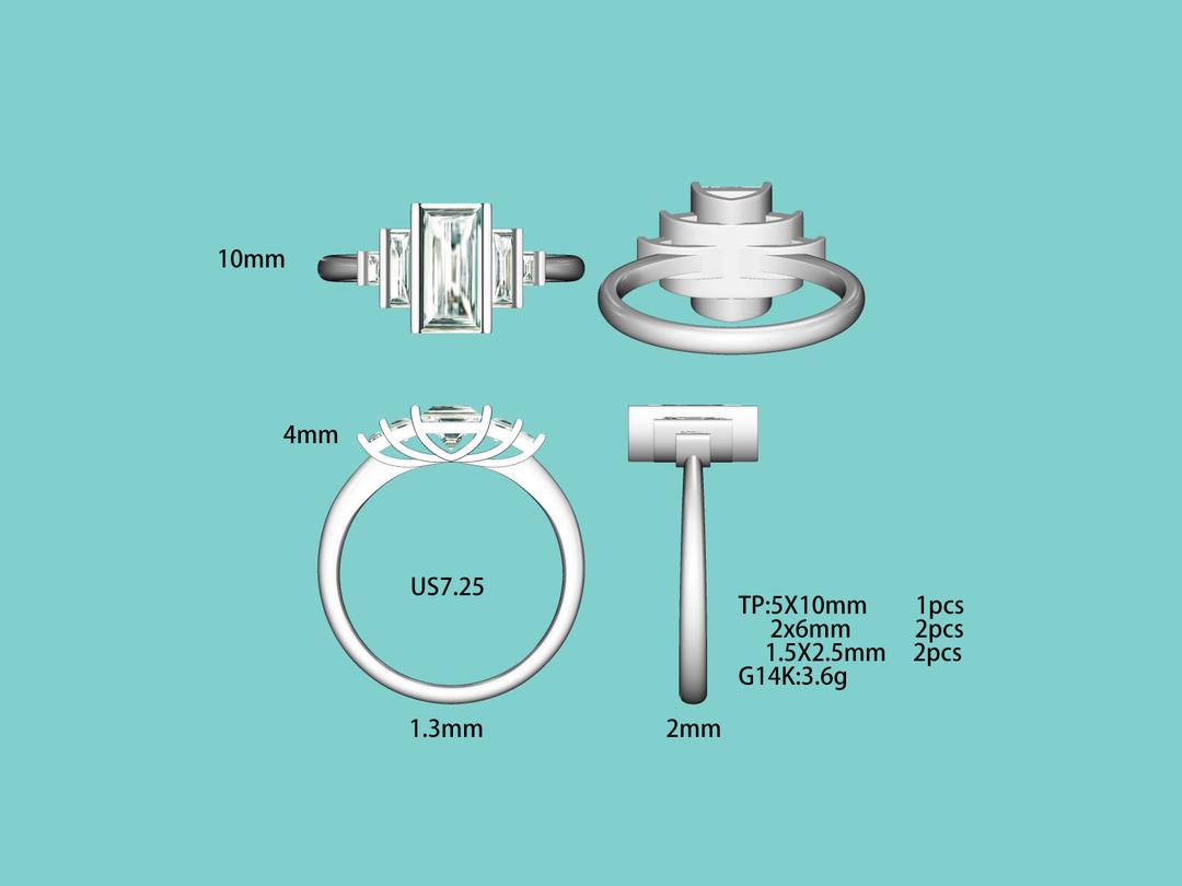 The Marais Engagement Ring : 4 Carat Emerald Cut Lab Grown Diamond Engagement Ring