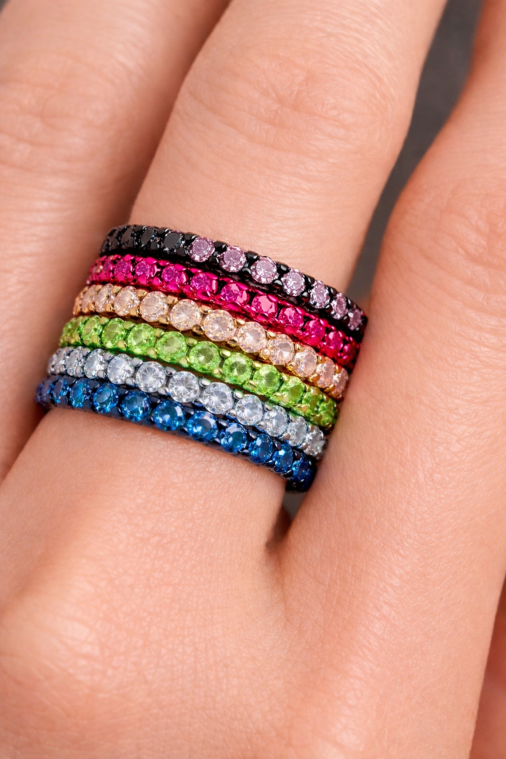 Color Interval Collection - Lab Grown Fancy Diamond 2mm Full Eternity Bands (No.VI)