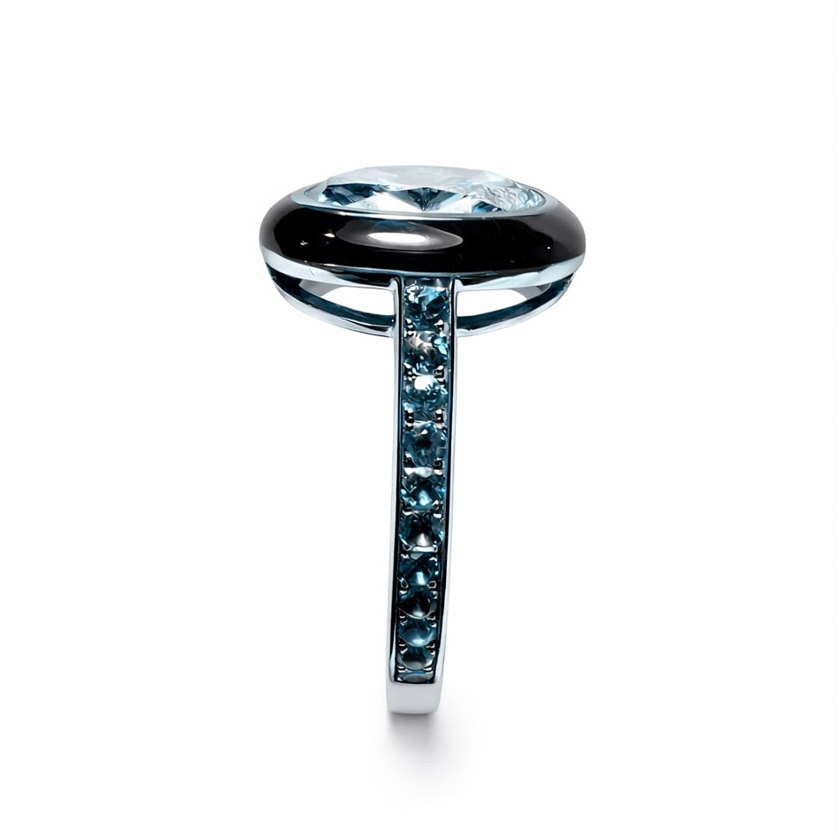 Azure Eclipse - 3 Carat Oval Fancy Intense Blue Lab Grown Diamond Engagement Ring (No.IV)