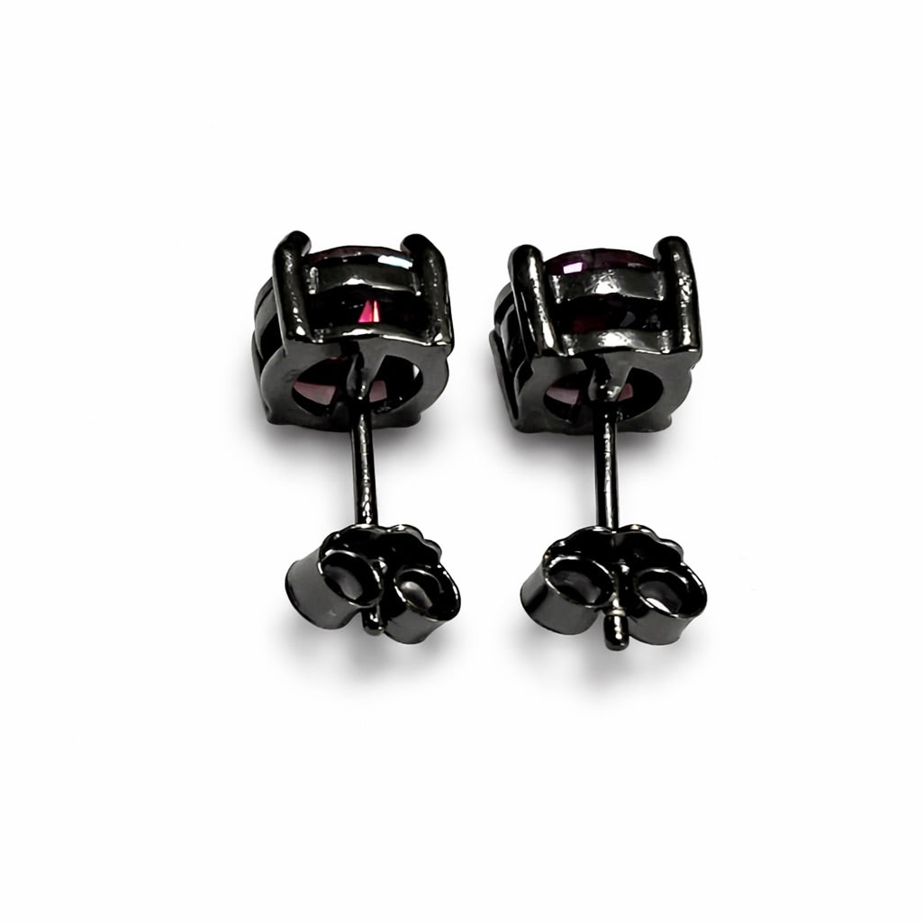 Red Ruby Eclipse : Black Gold Stud Ruby Stud Earrings