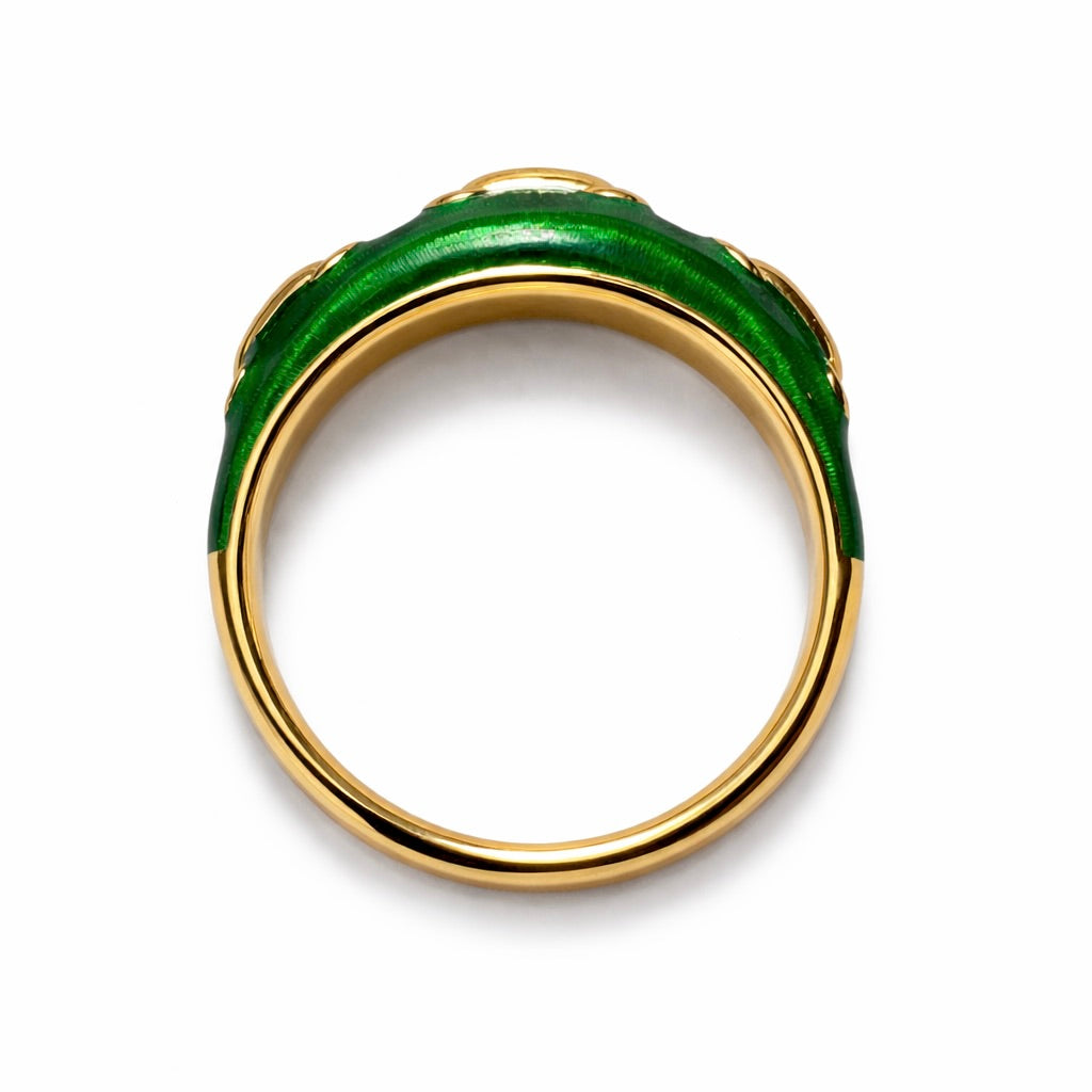 Marias Link Band : Enamel & Solid Gold Link Stacking Ring