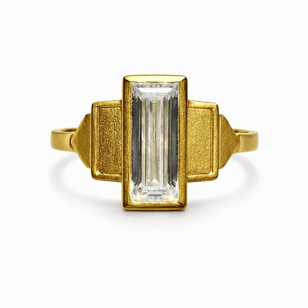 The Column : 2.5 Carat Vertical Baguette Diamond Ring