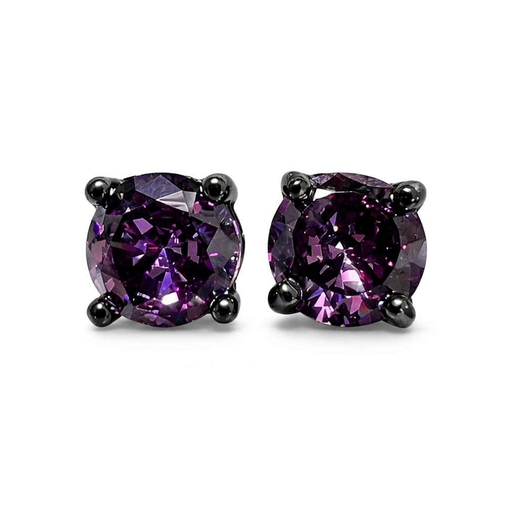 Amethyst Eclipse : Black Gold Amethyst Stud Earrings