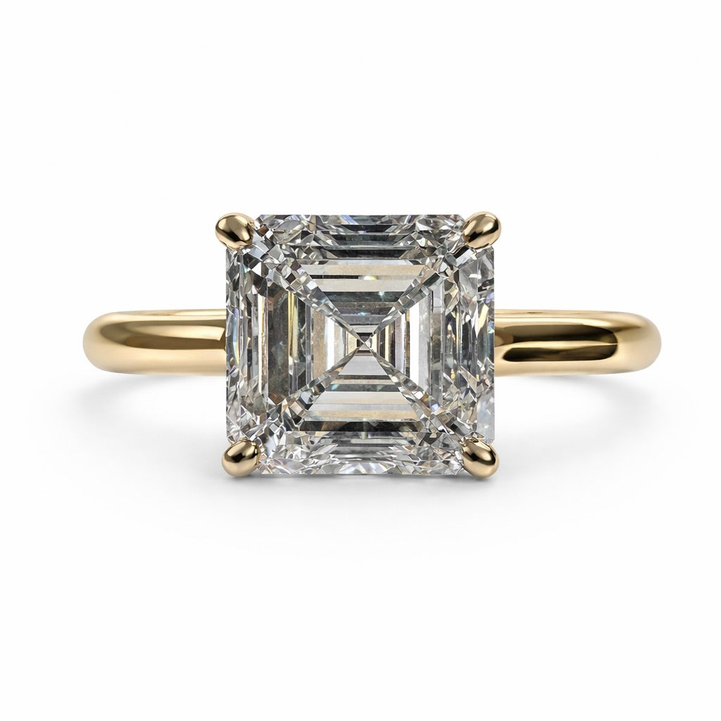 The Regent Asscher : 3 Carat Asscher Cut Lab Grown Diamond Engagement Ring