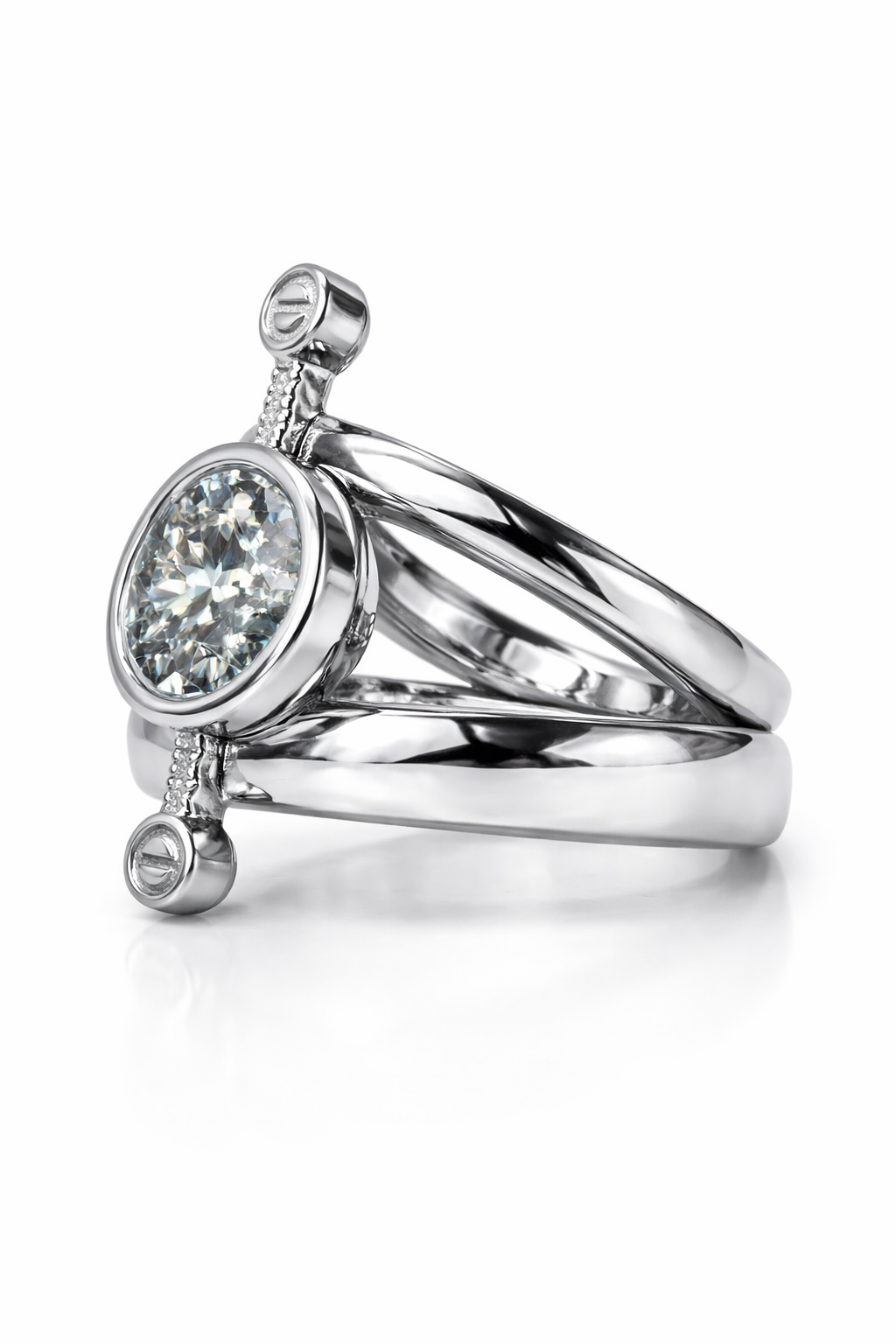 Orbital Axis  : 3 Carat Round Lab Grown Diamond Bezel Engagement Ring