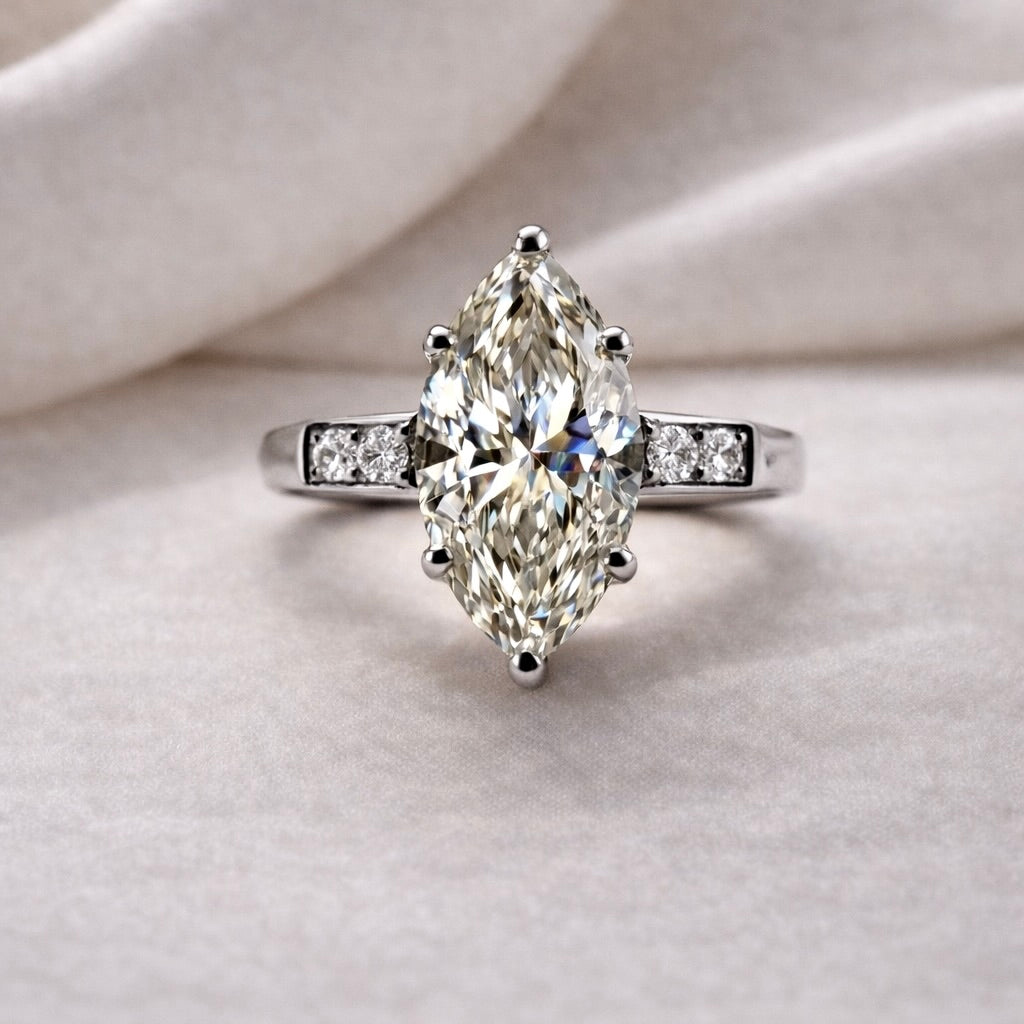 The Marlene Belgium : 5 Carat Marquise Cut Lab Grown Diamond Engagement Ring