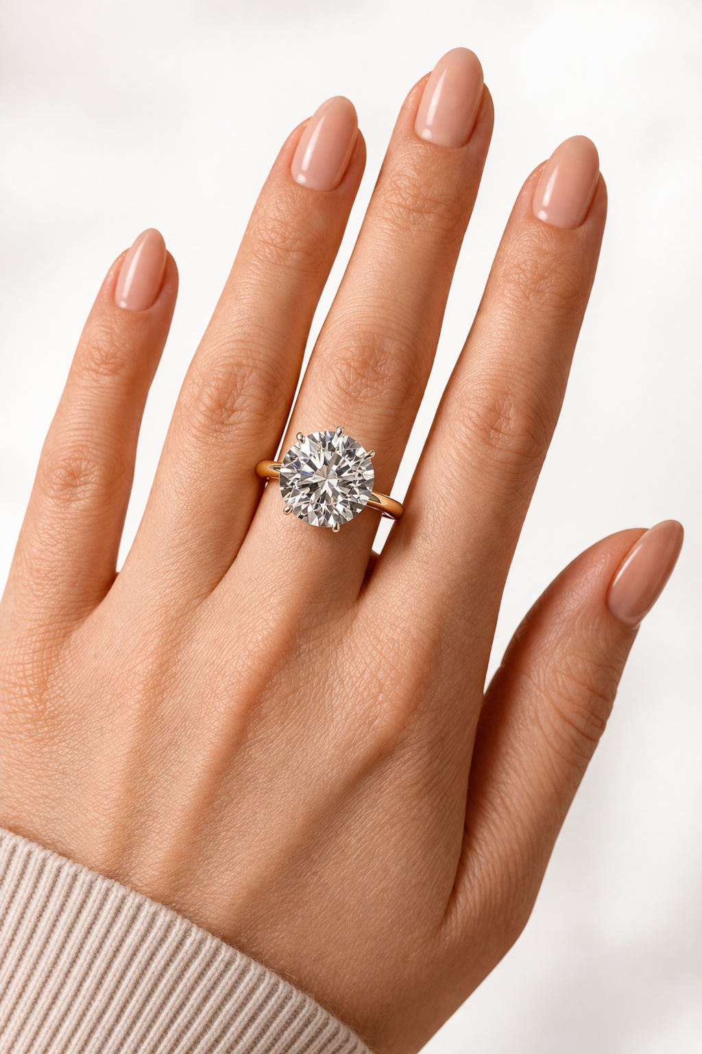 4 Carat Lab Grown Diamond Knife Edge Solitaire Engagement Ring