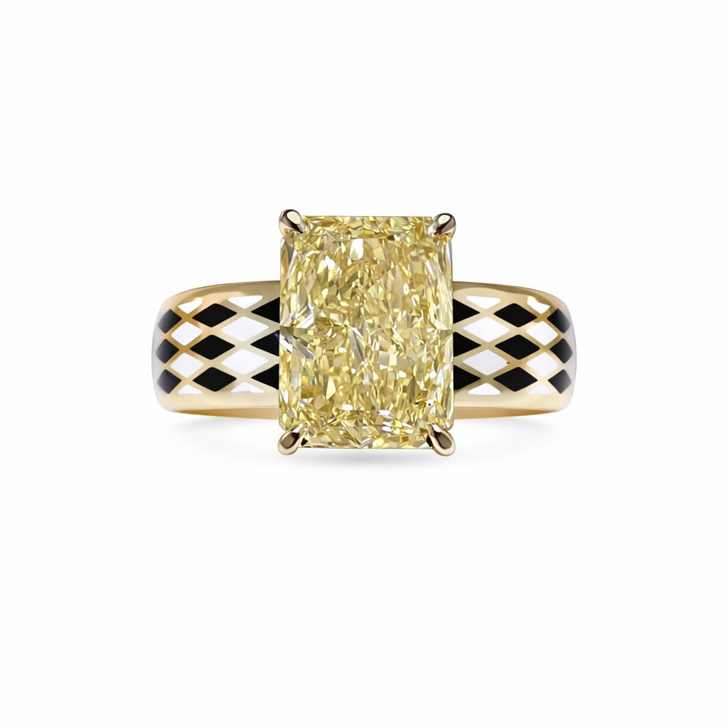 The Dominion Ring : 4 Carat Radiant Intense Yellow Lab Grown Diamond Ring