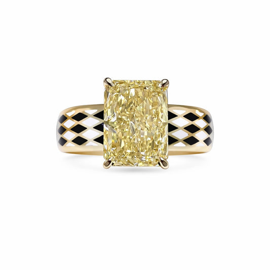 The Dominion Ring : 4 Carat Radiant Intense Yellow Lab Grown Diamond Ring