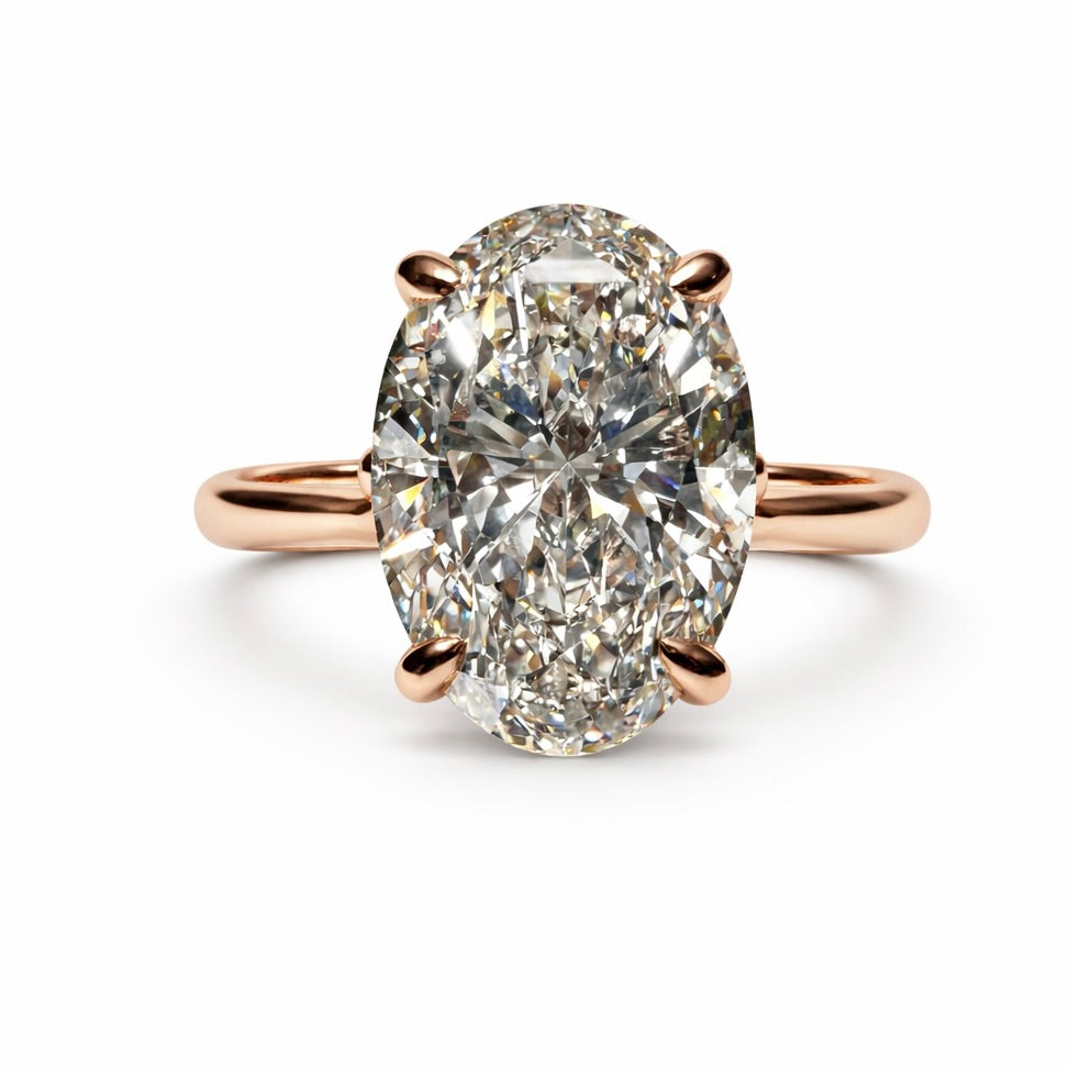Kensington Oval : 5 Carat Oval Cut Lab Grown Diamond Hidden Halo Engagement Ring