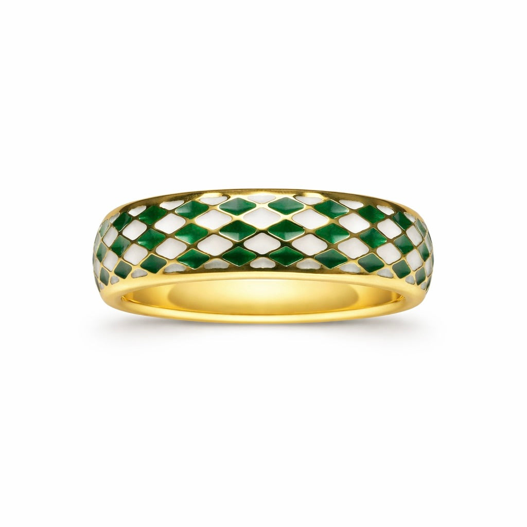Harlequin Emeraude Band : 5mm Green & White Band