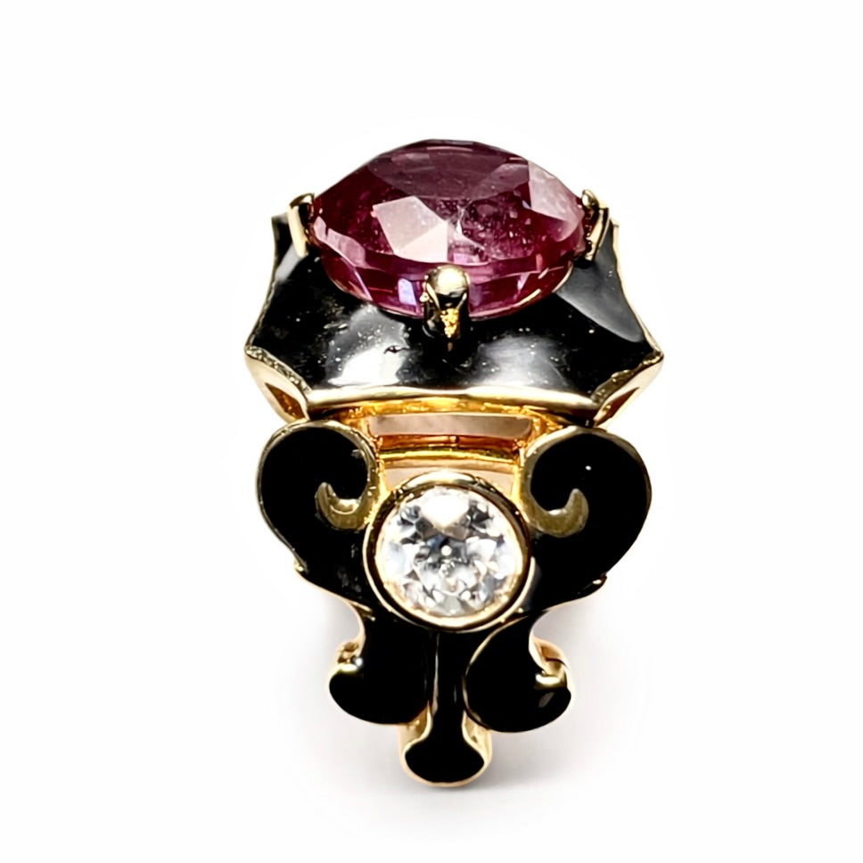 Versailles Noir : 3 Carat Round lab Grown Diamond & Black Agate Ring