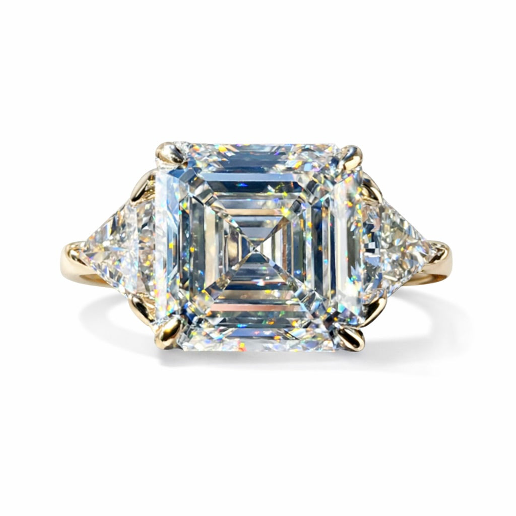 The Aveline : 5 Carat Asscher Cut Lab Grown Diamond Engagement Ring