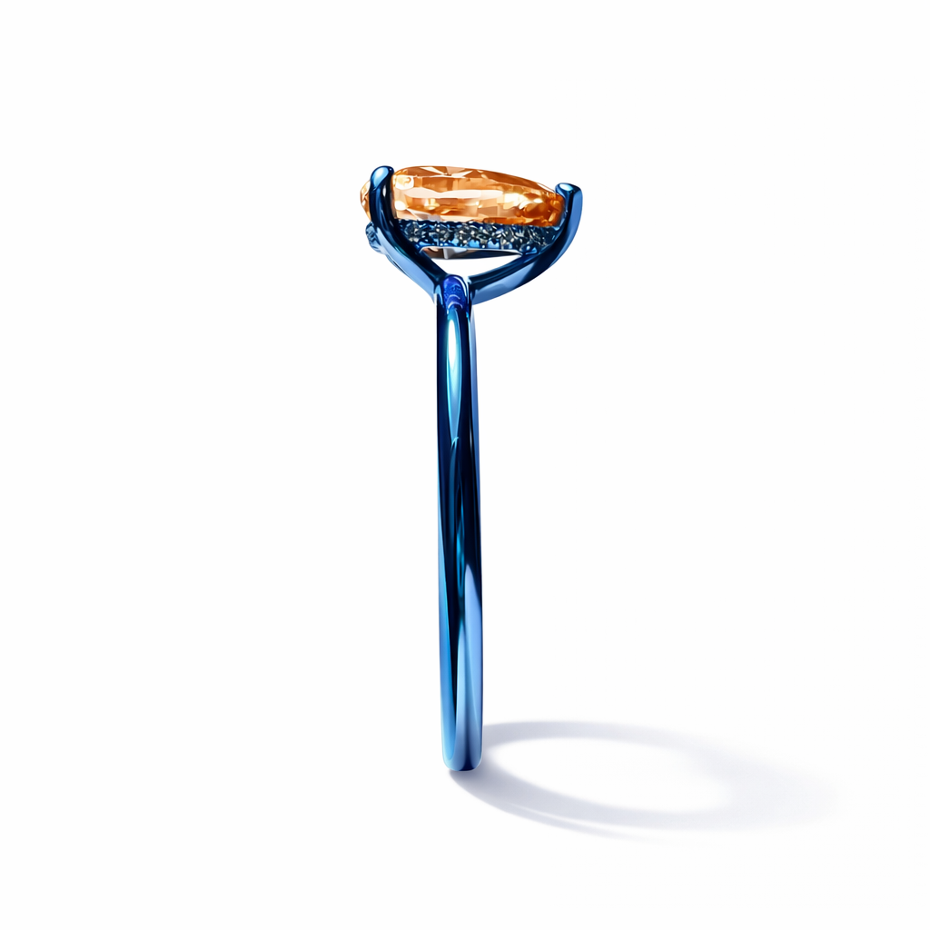 Cobalt Ember : 2 Carat Pear Cut Lab Grown Diamond Ring - (No.III)