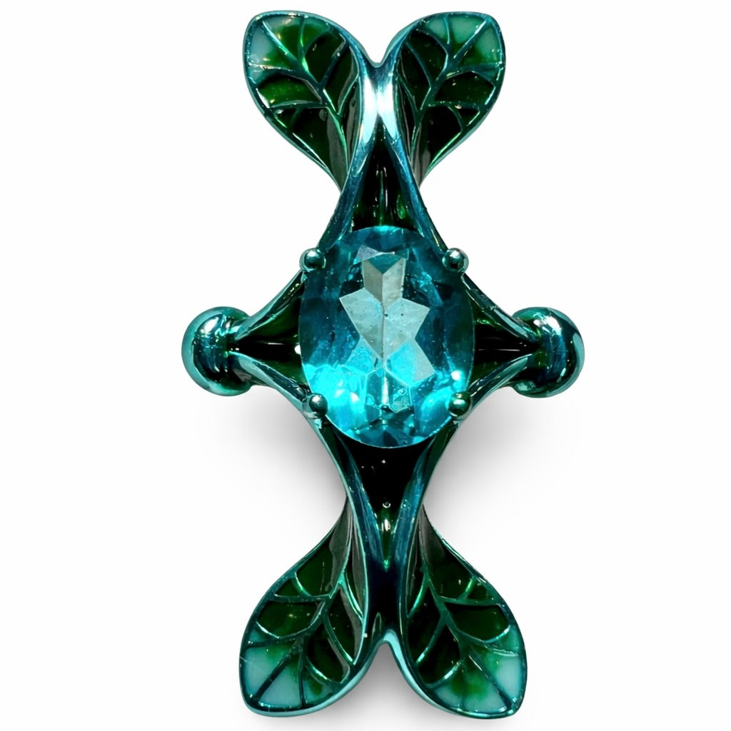 Verdant Petal : 3 Carat Oval Cut Lab Grown Green Paraiba Ring - (No.I)