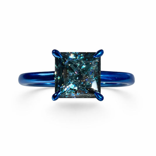 The Cobalt Signature - 3 Carat Princess Cut Fancy Vivid Blue Lab Grown Diamond Ring (No.XII)