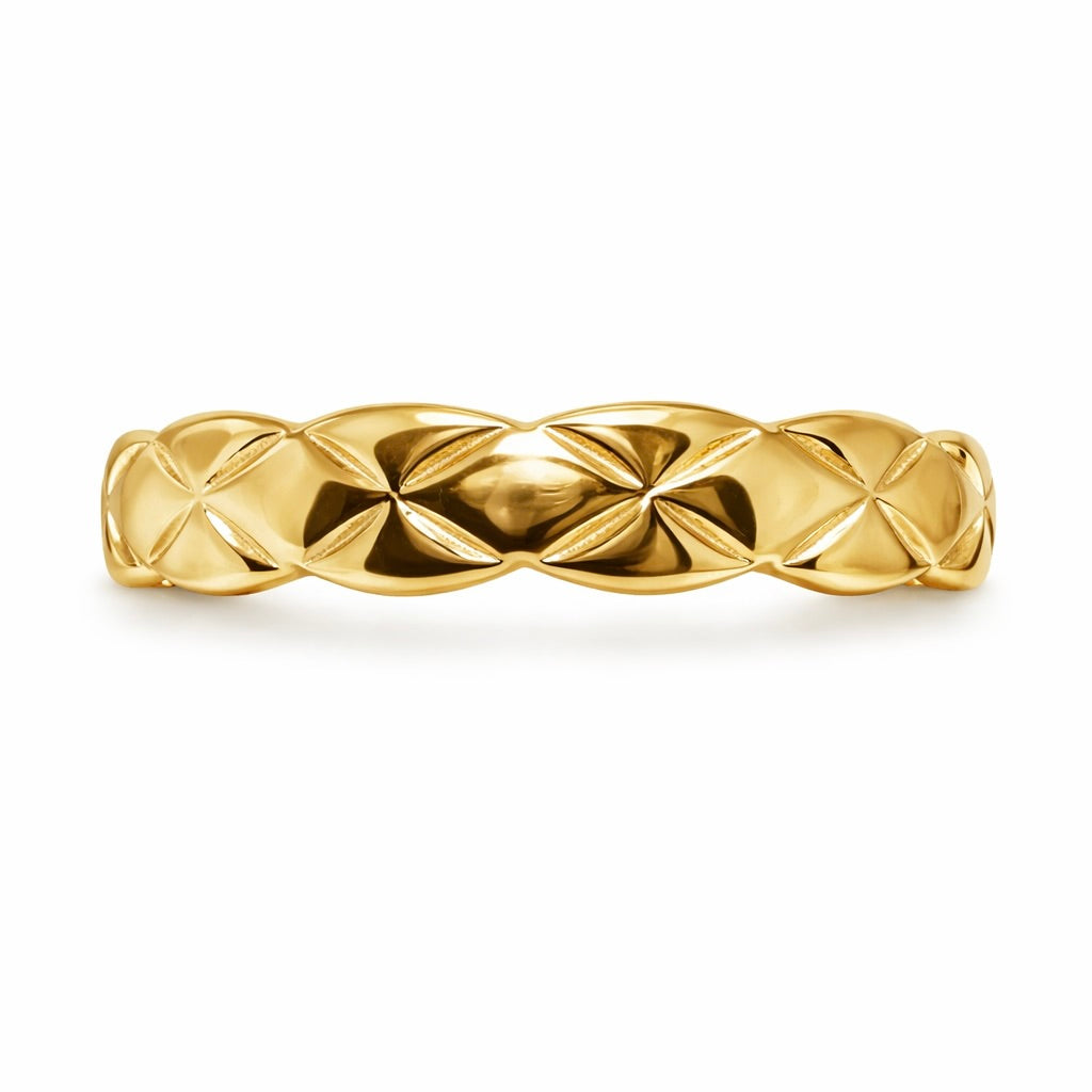 3mm Quilted Wedding Band in Gold | Textured Stackable Ring