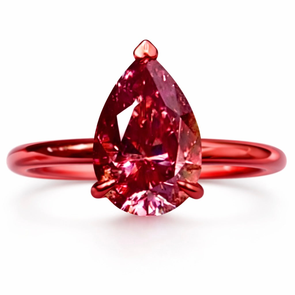 Rosee' Vivid : 2 Carat Pear Cut Lab Grown Diamond Engagement Ring - (No.II)