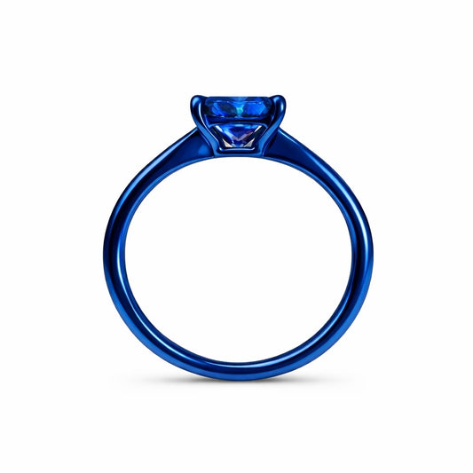 The Cobalt Signature - 3 Carat Princess Cut Fancy Vivid Blue Lab Grown Diamond Ring (No.XII)