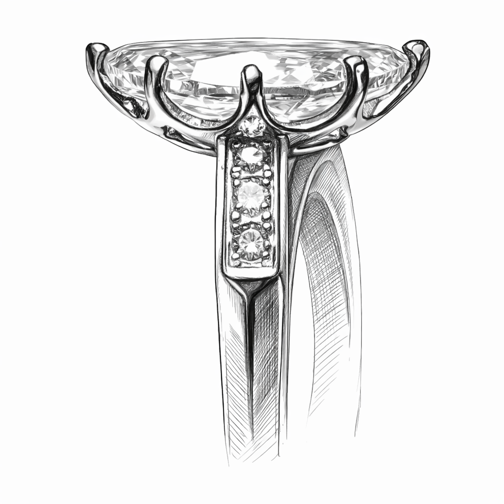 The Marlene Belgium : 5 Carat Marquise Cut Lab Grown Diamond Engagement Ring
