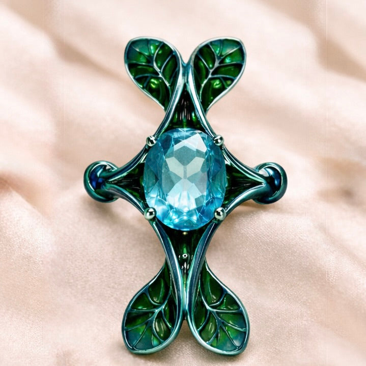 Verdant Petal : 3 Carat Oval Cut Lab Grown Green Paraiba Ring - (No.I)