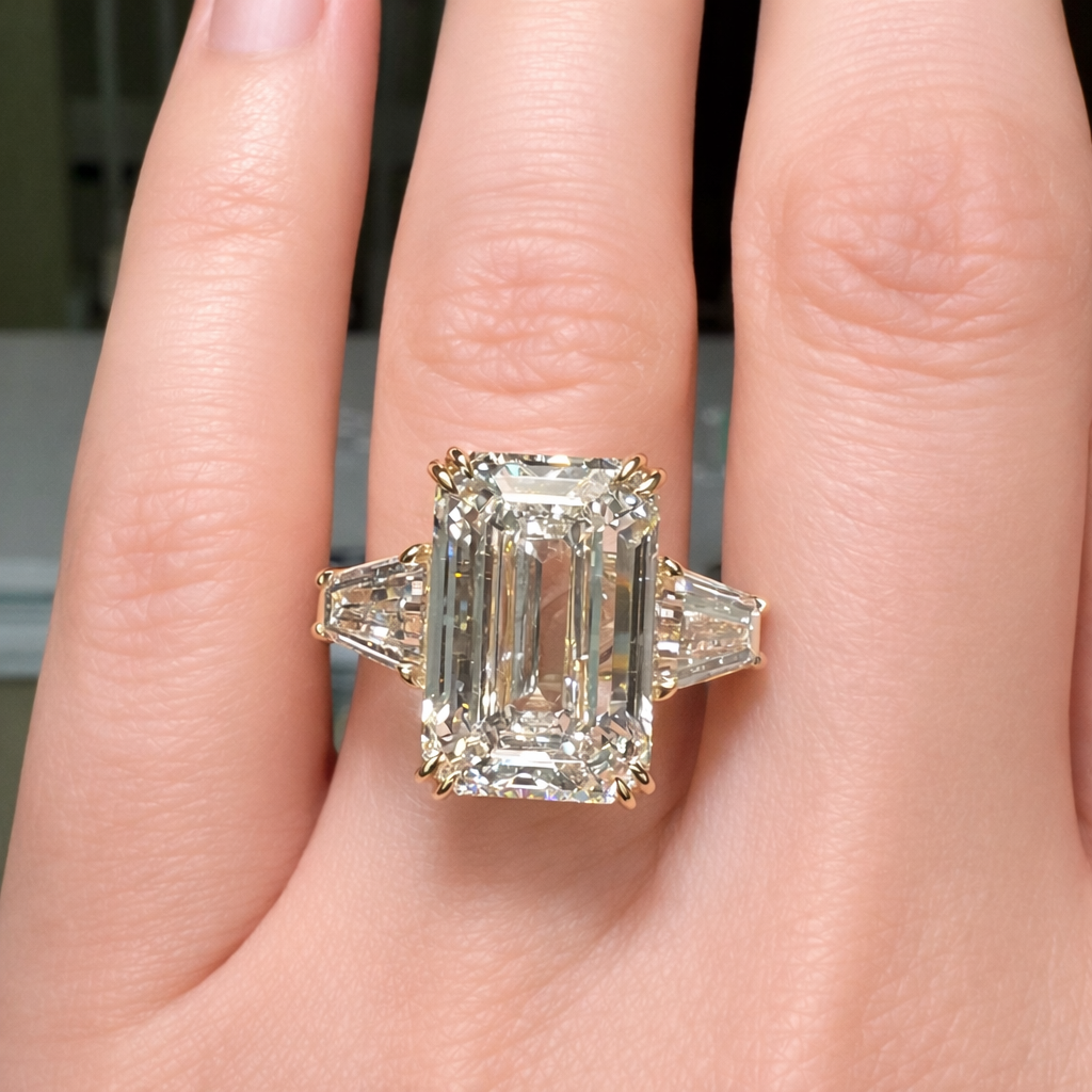 The Grande Emerald : 10 Carat Emerald Cut Lab Grown Diamond Engagement Ring