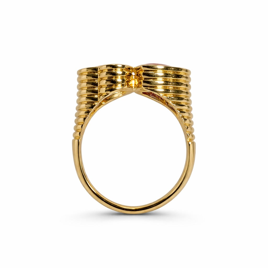 Two Hearts : Lab Grown Diamond and Alexandrite Toi et Moi Heart Ring in Gold