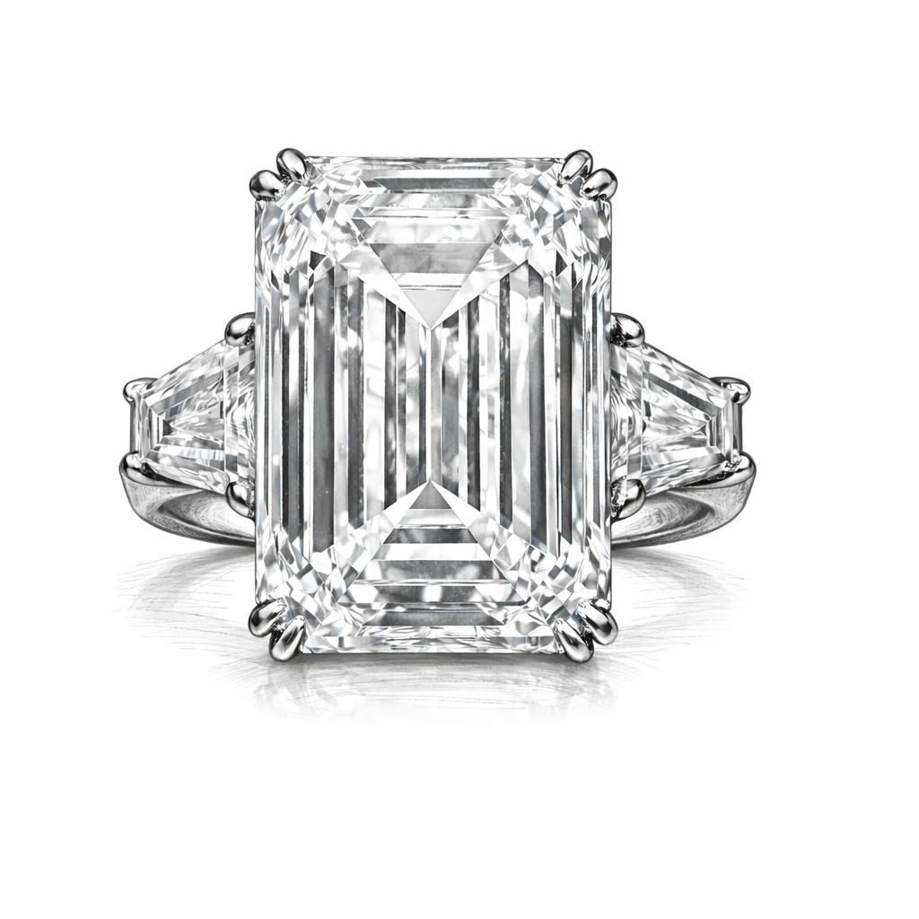 The Grande Emerald : 10 Carat Emerald Cut Lab Grown Diamond Engagement Ring