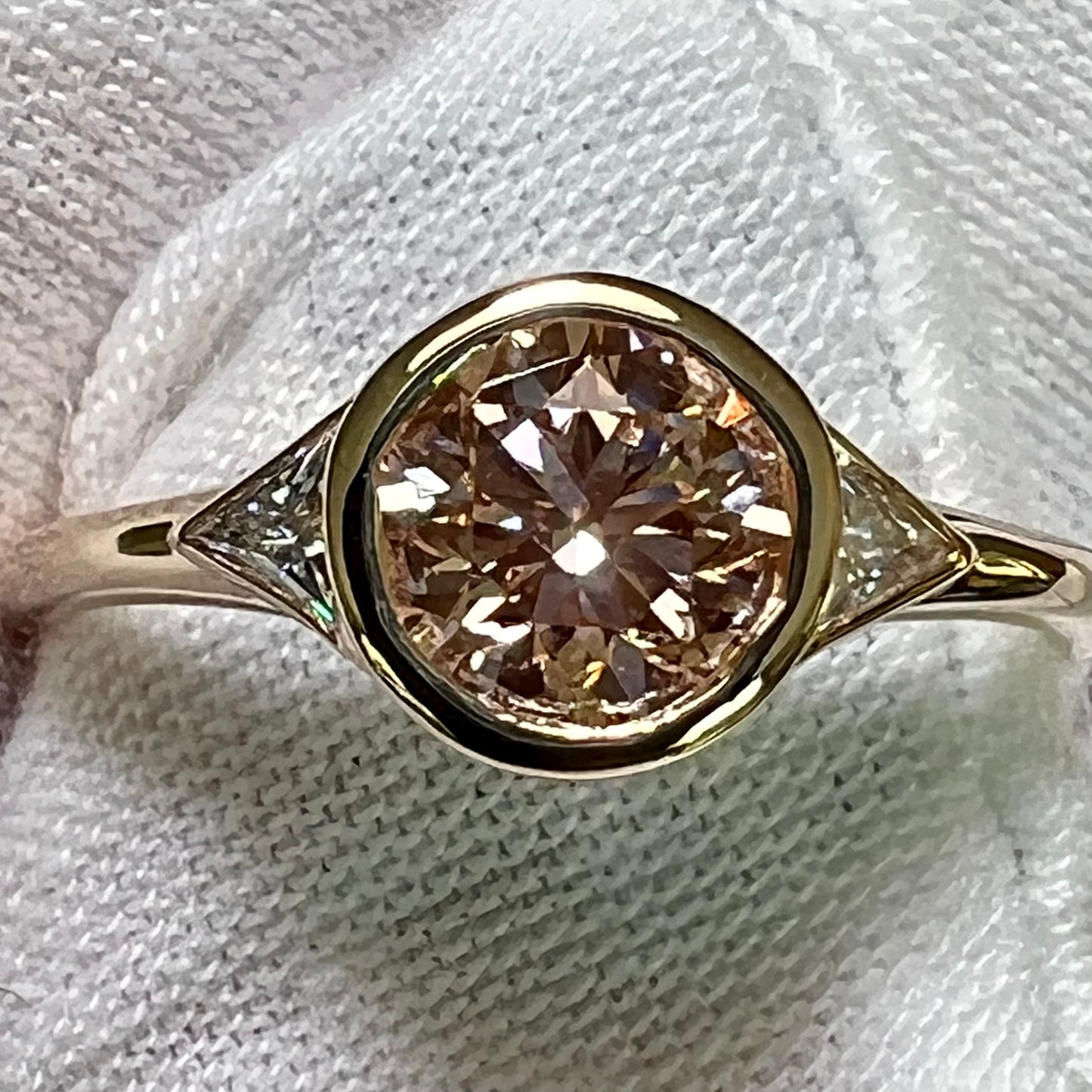 The Pink Rose : 2 Carat Fancy Intense Pink Lab Grown Diamond Bezel Engagement Ring