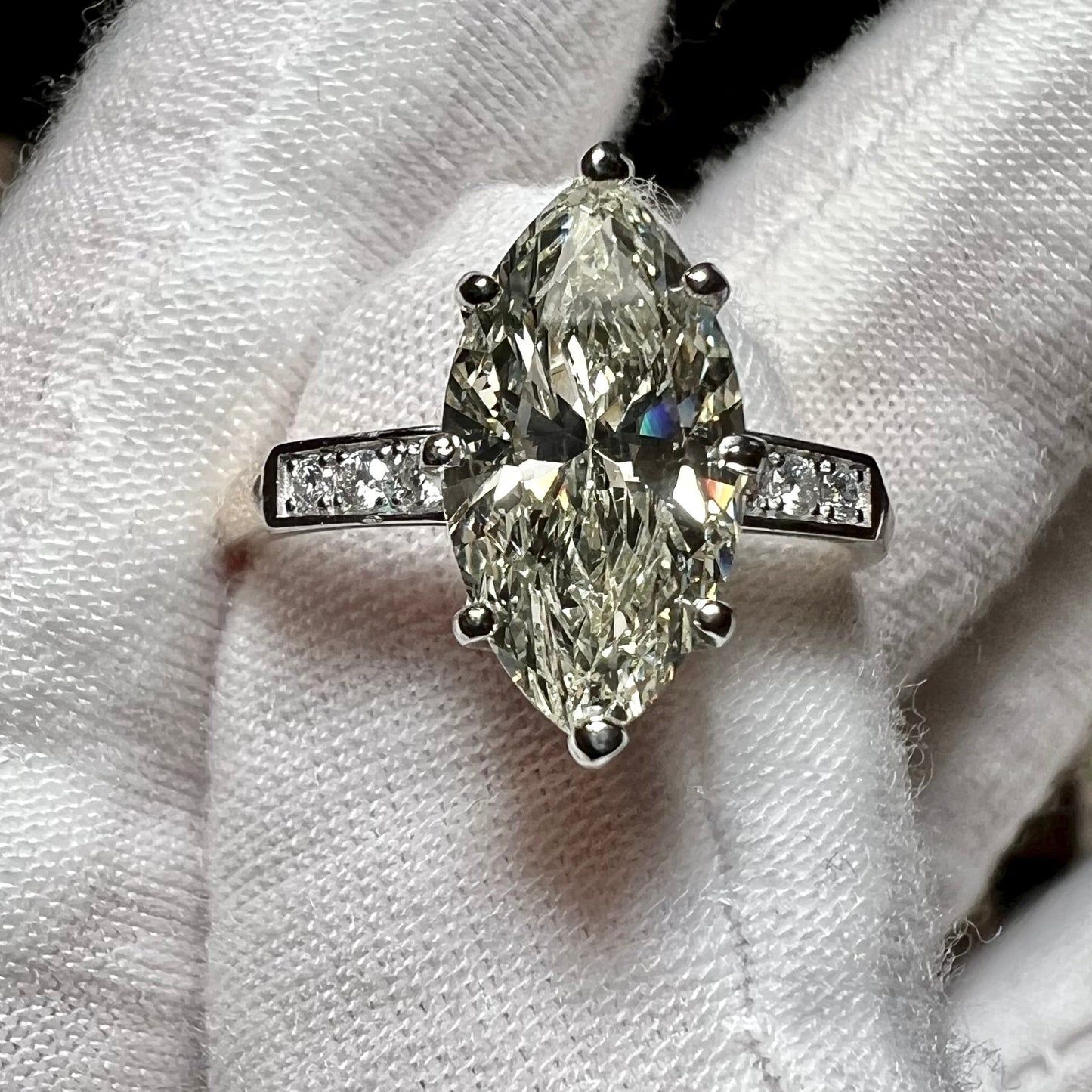 The Marlene Belgium : 5 Carat Marquise Cut Lab Grown Diamond Engagement Ring