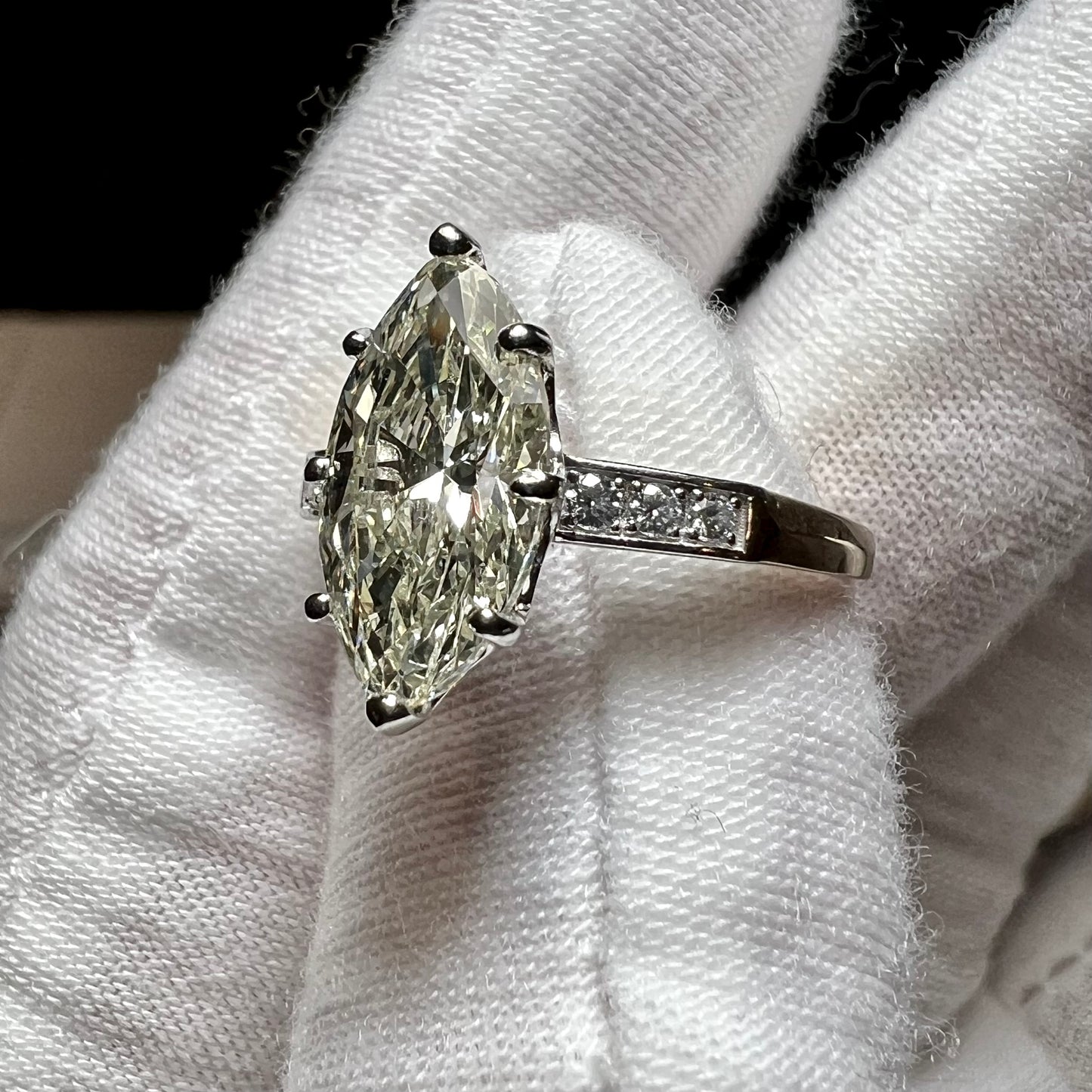 The Marlene Belgium : 5 Carat Marquise Cut Lab Grown Diamond Engagement Ring