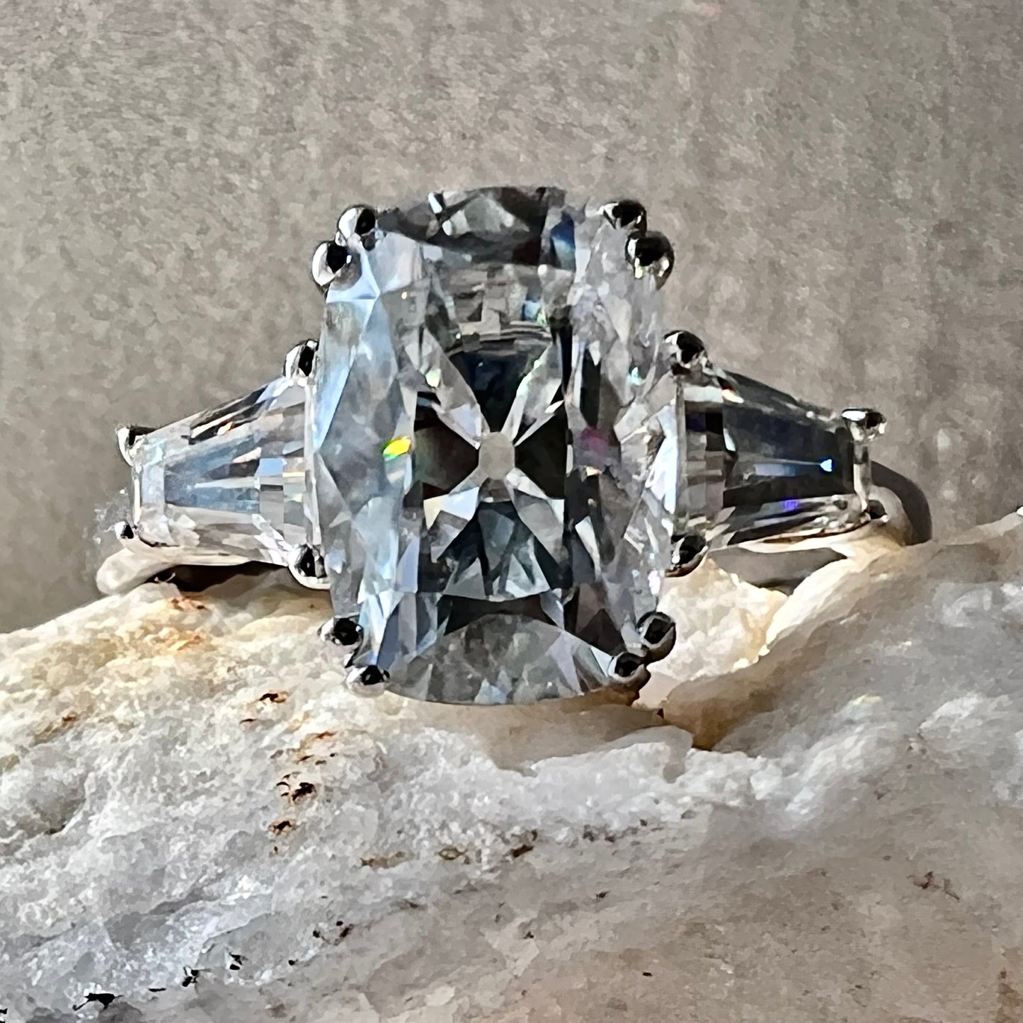 The Lace of Time : 3 Carat Elongated Cushion Cut Lab Grown Diamond Engagement Ring