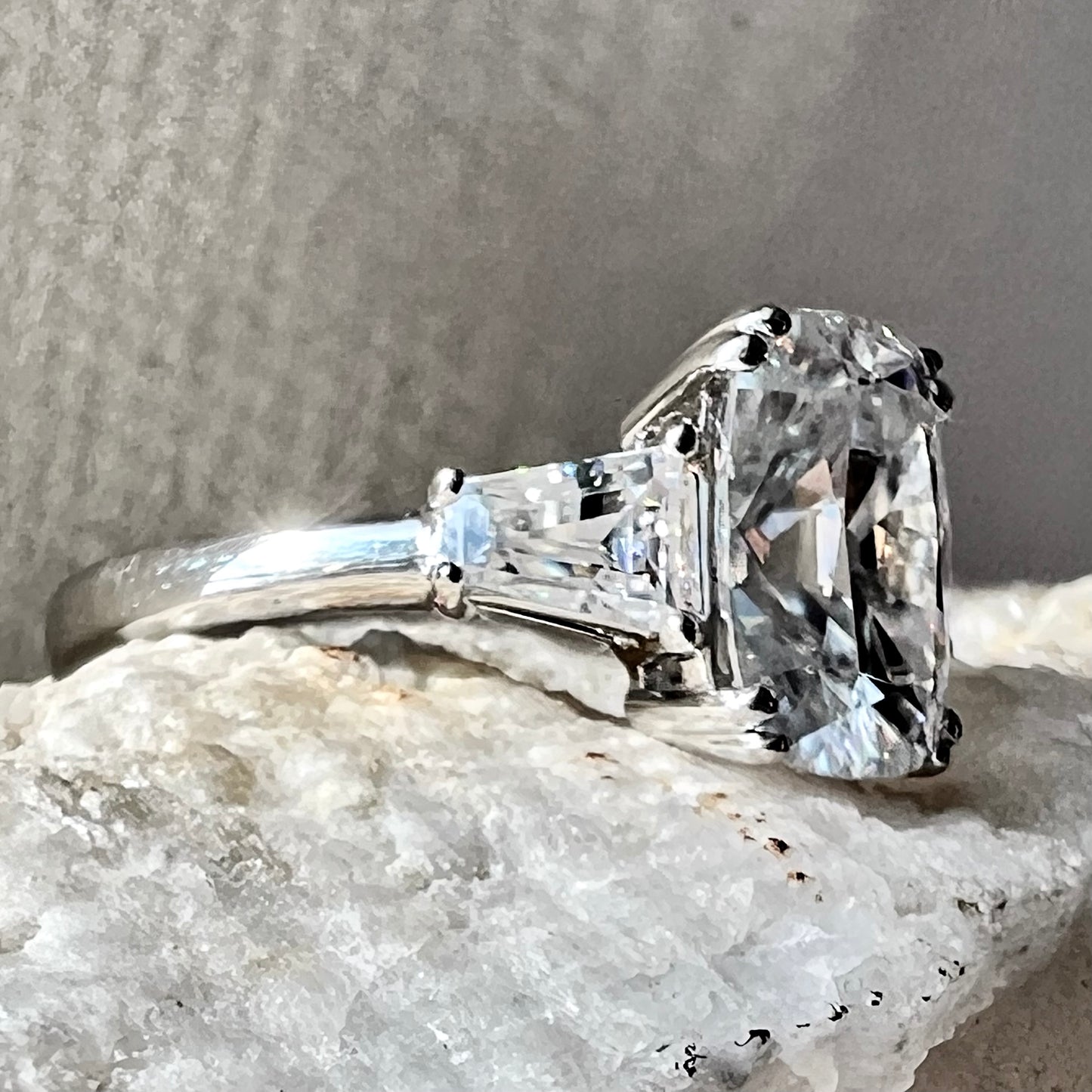 The Lace of Time : 3 Carat Elongated Cushion Cut Lab Grown Diamond Engagement Ring