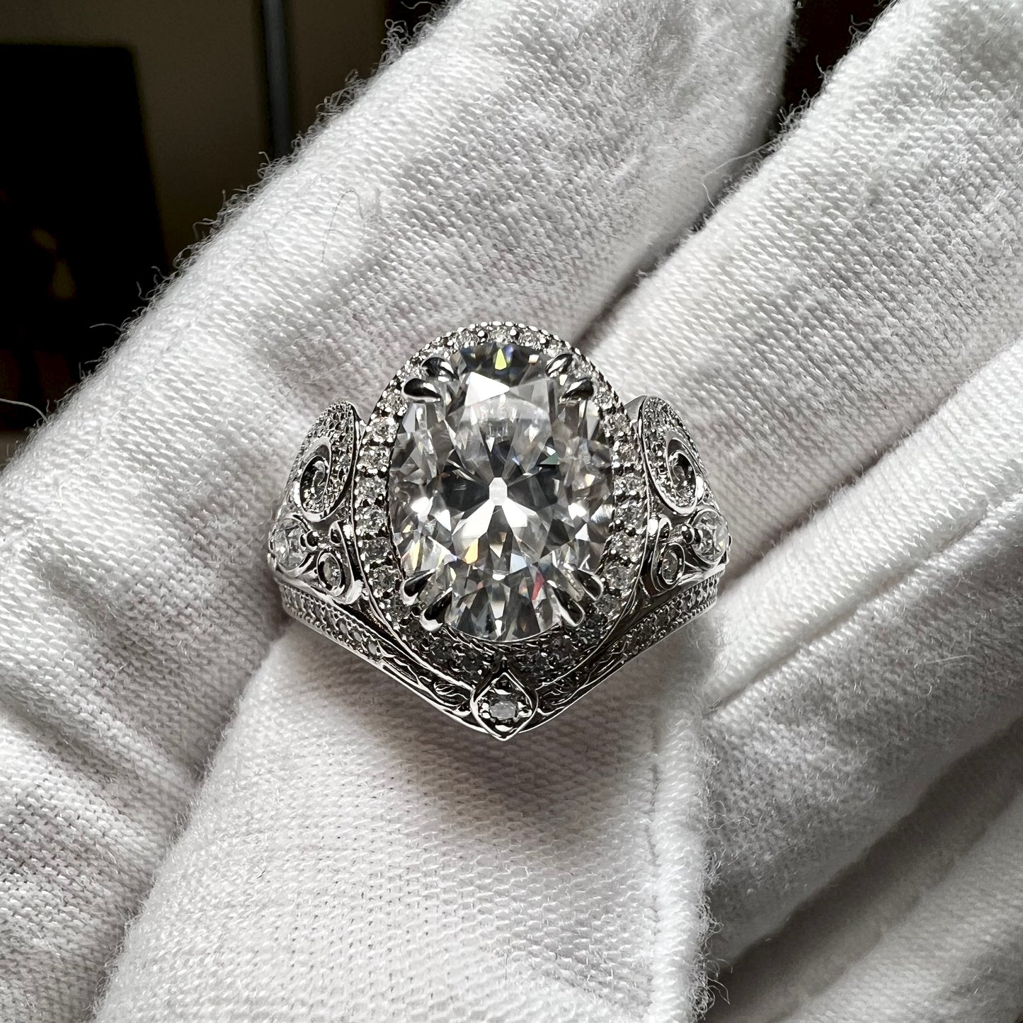 Veil of Light : 3 Carat Oval Brilliant Cut Lab Grown Diamond Engagement Ring