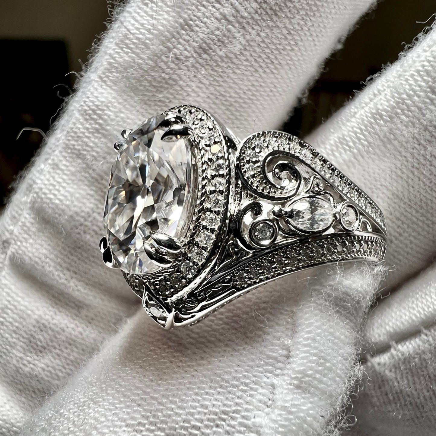 Veil of Light : 3 Carat Oval Brilliant Cut Lab Grown Diamond Engagement Ring