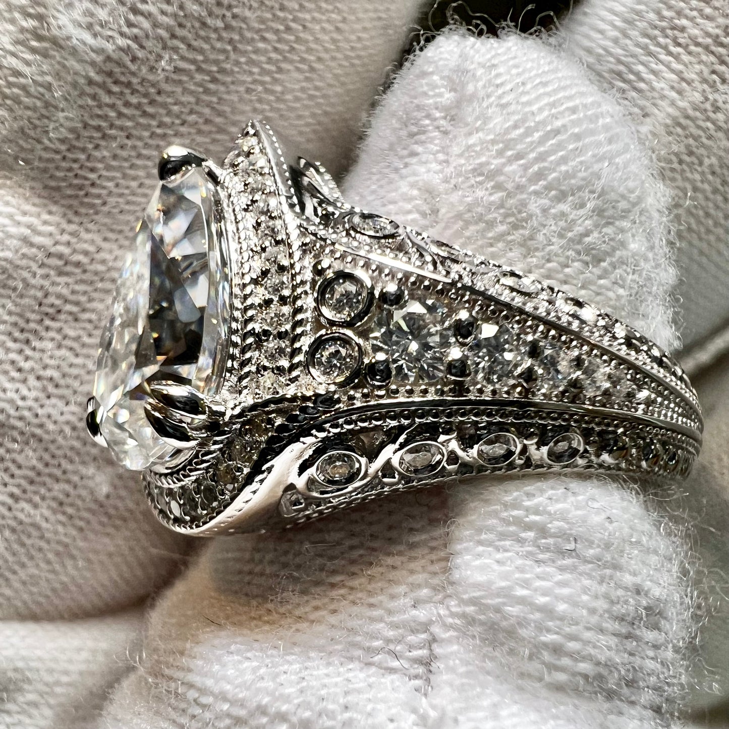 The Filigree Sigil : 3 Carat Pear Cut Lab Grown Diamond Engagement Ring