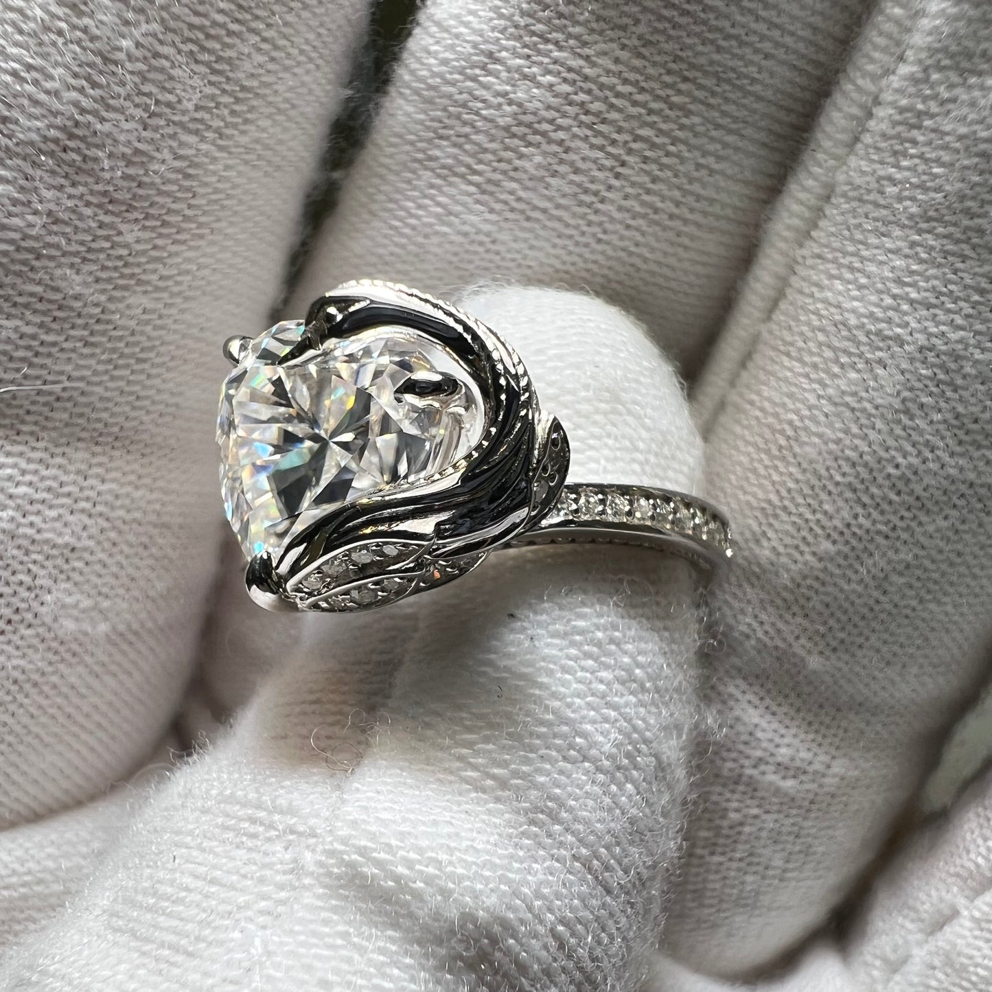 The Swan Embrace : 4 Carat Heart Cut Lab Grown Diamond Engagement Ring