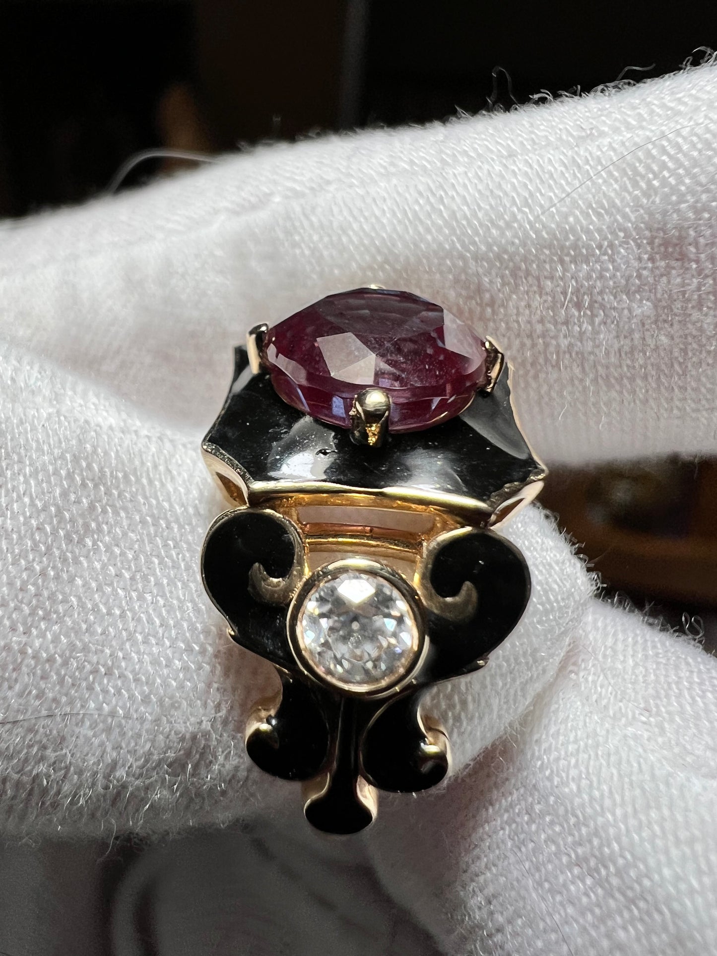 London Nocturne : Color Change Alexandrite and Black Agate Ring