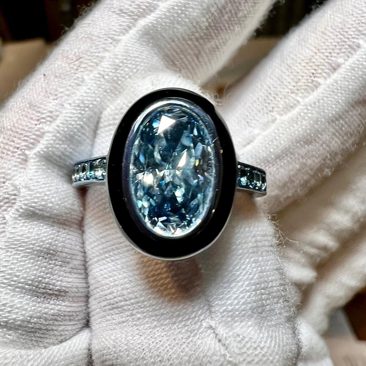Azure Eclipse - 3 Carat Oval Fancy Intense Blue Lab Grown Diamond Engagement Ring (No.IV)