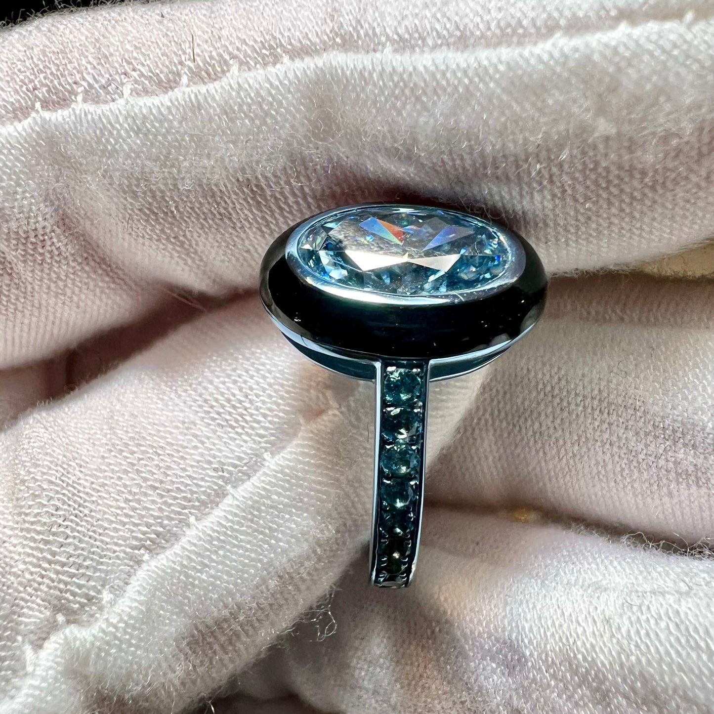 Azure Eclipse - 3 Carat Oval Fancy Intense Blue Lab Grown Diamond Engagement Ring (No.IV)
