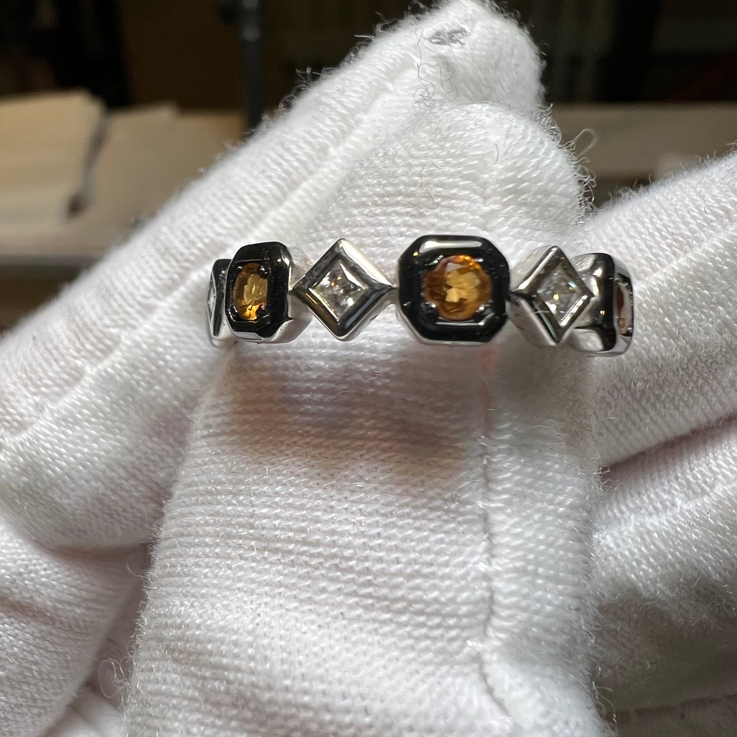 Champagne Interval- Champagne & White Lab Grown Diamond Half Eternity Band (No.V)