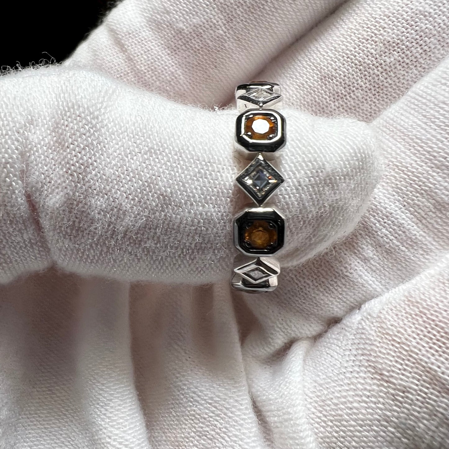 Champagne Interval- Champagne & White Lab Grown Diamond Half Eternity Band (No.V)