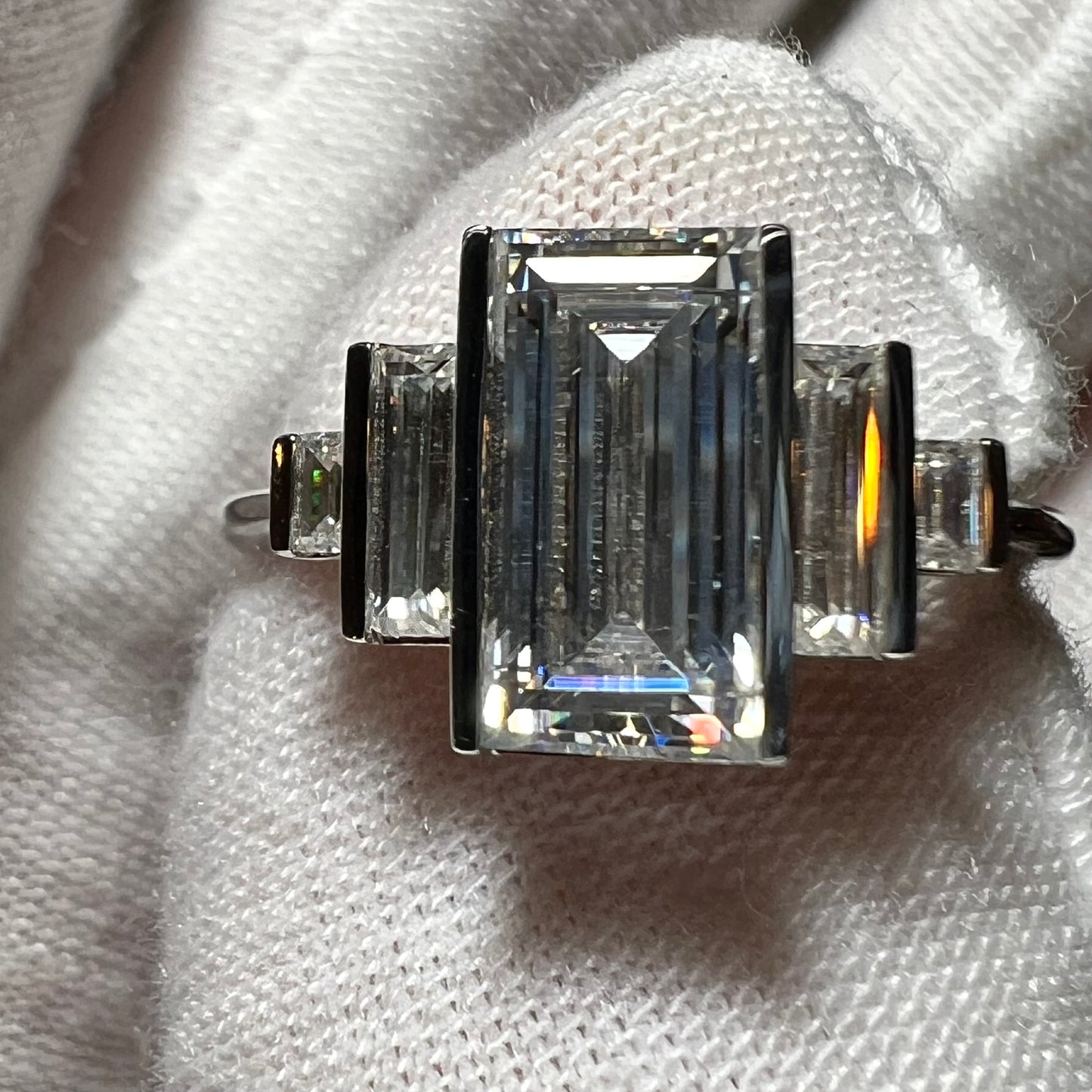 The Marais Engagement Ring : 4 Carat Emerald Cut Lab Grown Diamond Engagement Ring