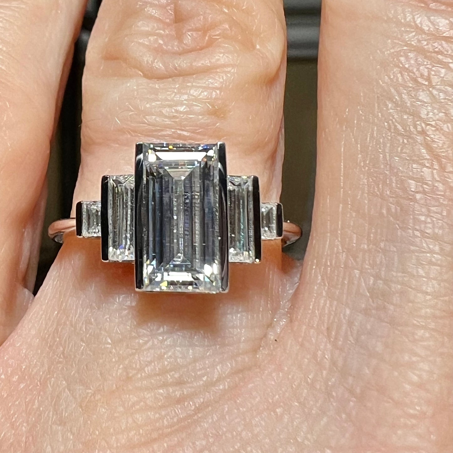 The Marais Engagement Ring : 4 Carat Emerald Cut Lab Grown Diamond Engagement Ring