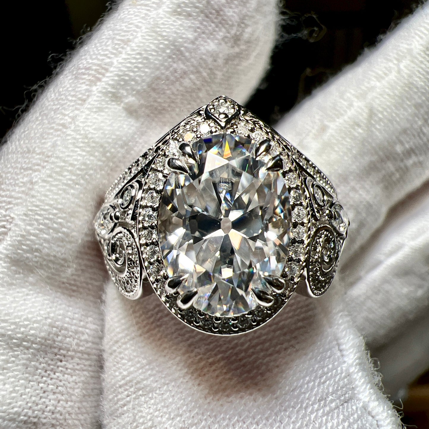 Veil of Light : 3 Carat Oval Brilliant Cut Lab Grown Diamond Engagement Ring