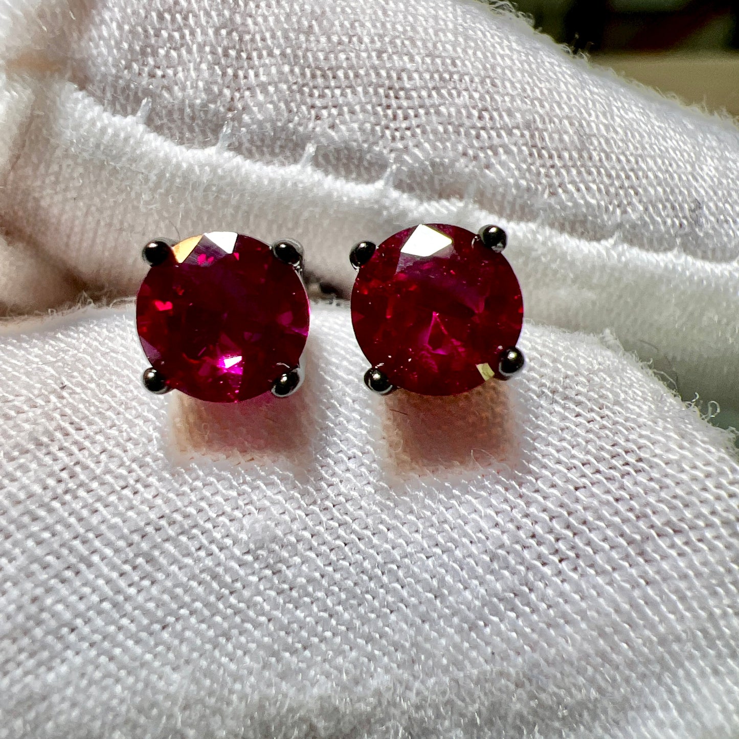 Red Ruby Eclipse : Black Gold Stud Ruby Stud Earrings