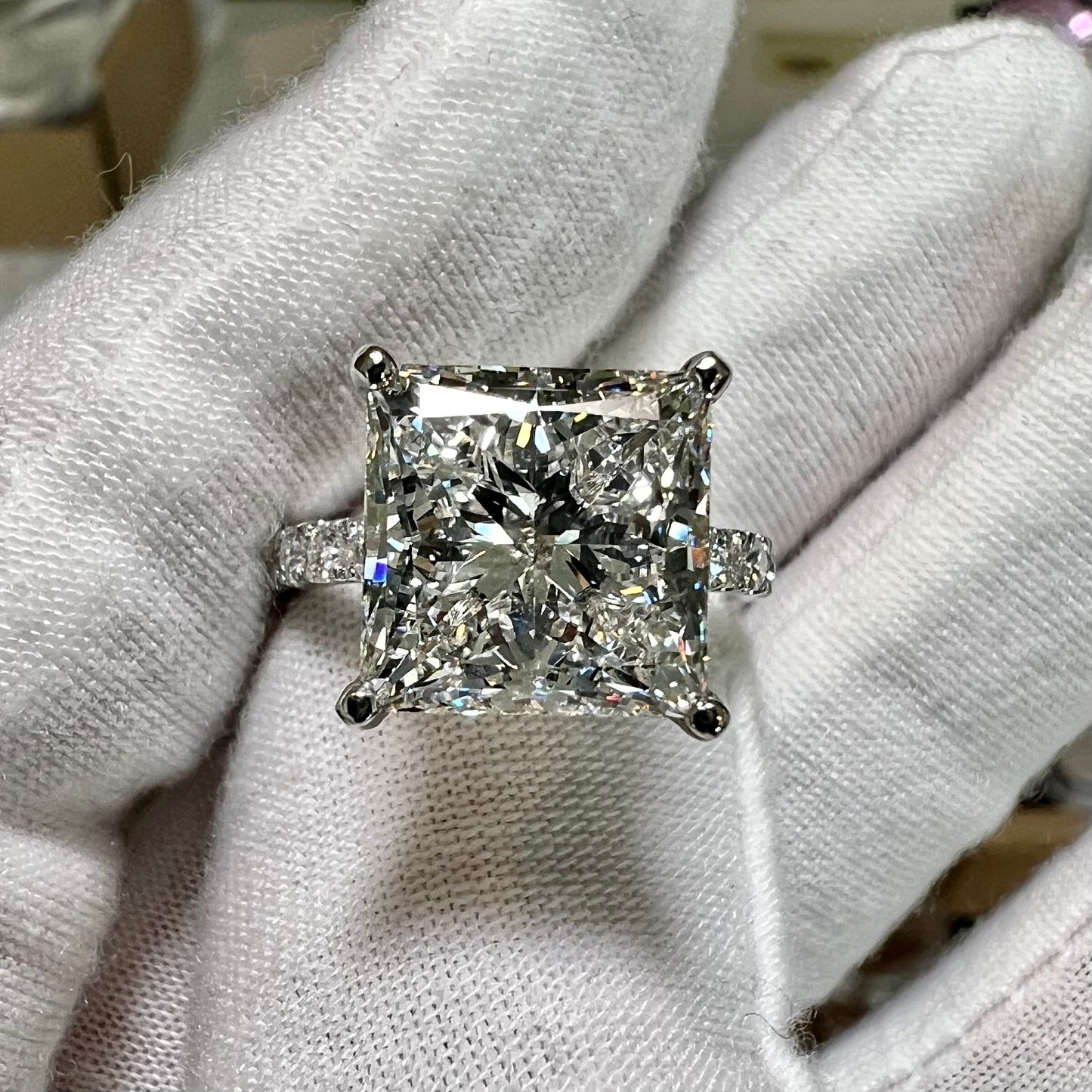 The Marlowe: 7 Carat Princess Cut Lab Grown Diamond Engagement Ring