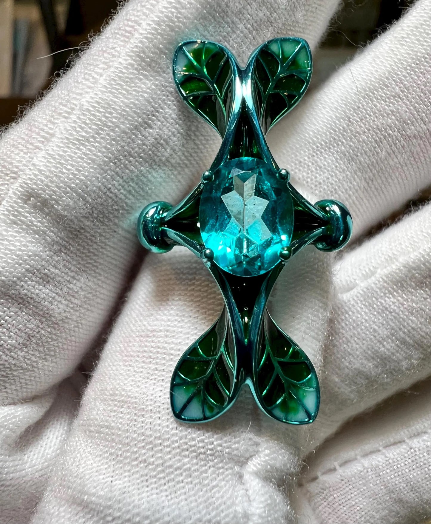Verdant Petal : 3 Carat Oval Cut Lab Grown Green Paraiba Ring - (No.I)