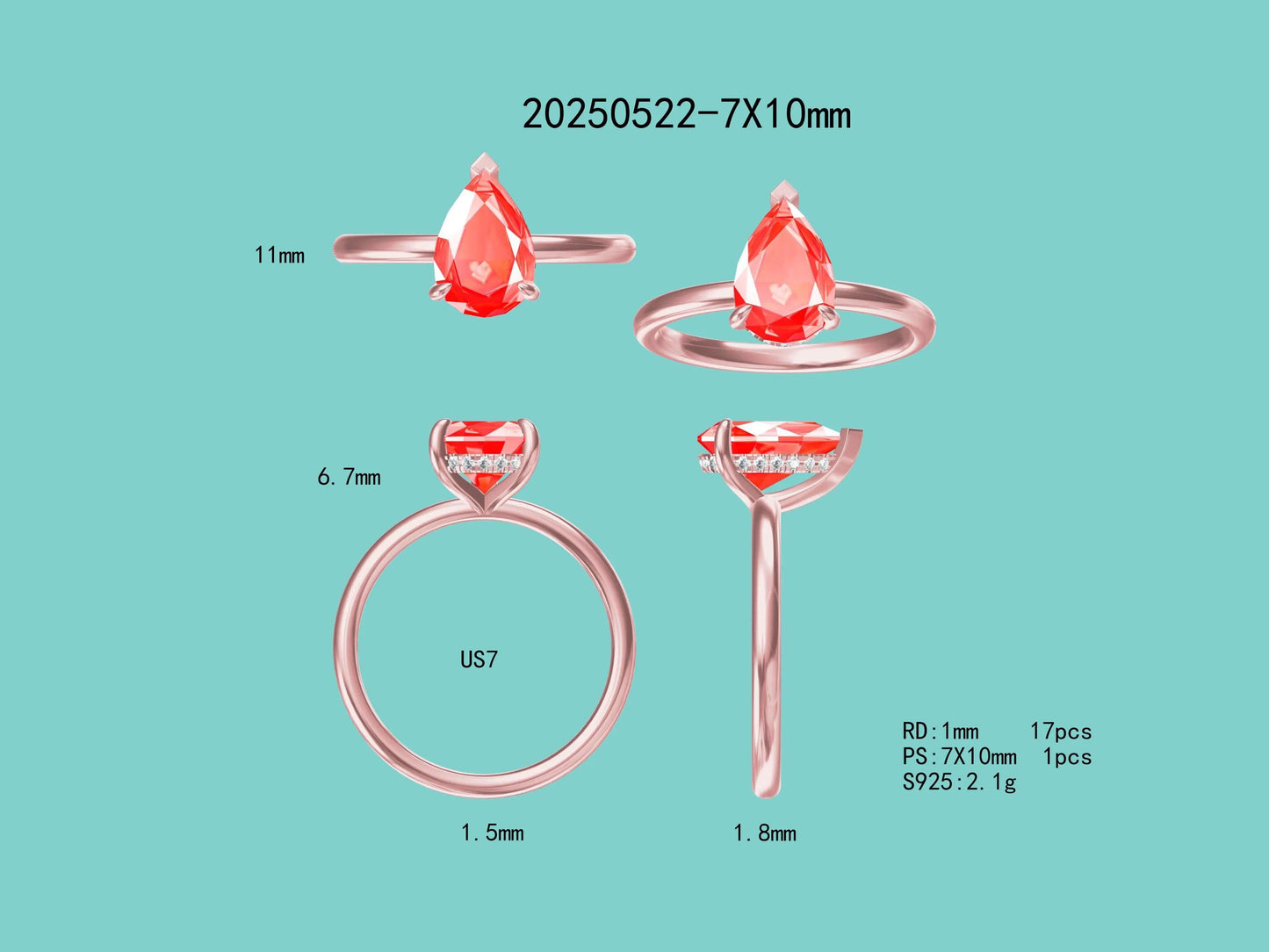 Cobalt Ember : 2 Carat Pear Cut Lab Grown Diamond Ring - (No.III)