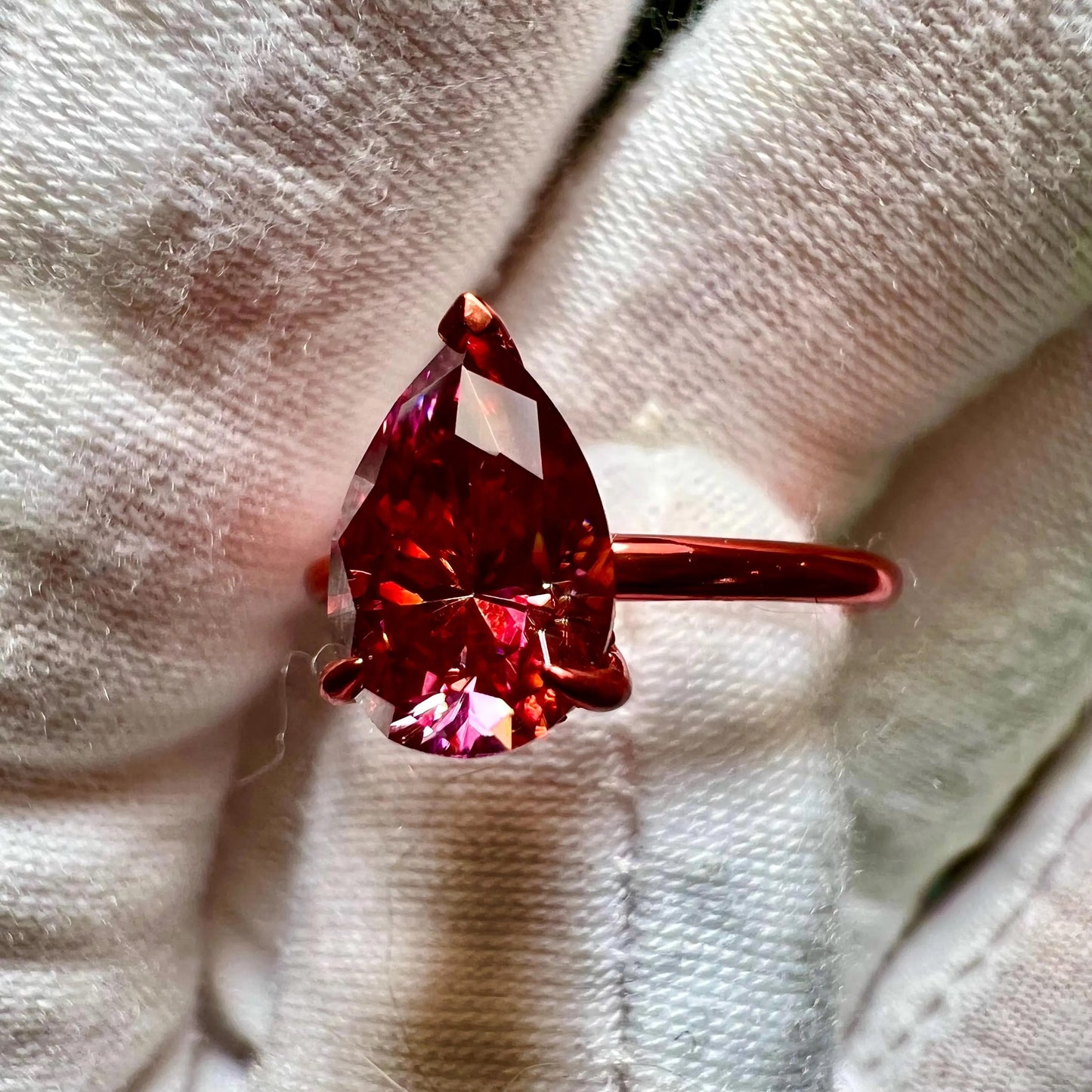Rosee' Vivid : 2 Carat Pear Cut Lab Grown Diamond Engagement Ring - (No.II)